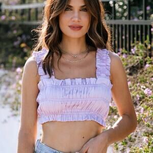 VICI Sardinia Satin Smocked Crop Top Small S